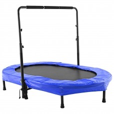 Twin Trampoline for Parent Child Trampoline  with Safety Pad Adjustable Handlebar BLLK   